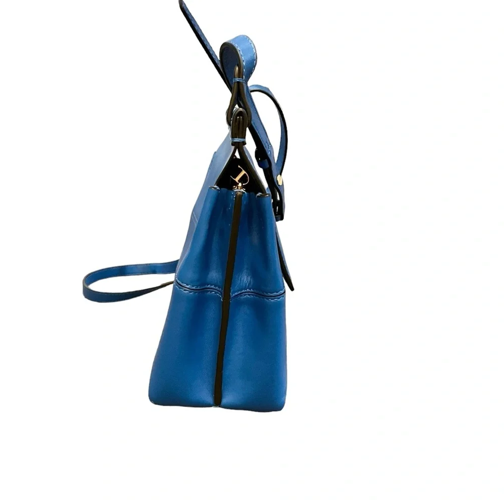 Tory Burch Mini Block T Leather Magnetic Flap Closure Satchel Crossbody Bag - Picture 5 of 9